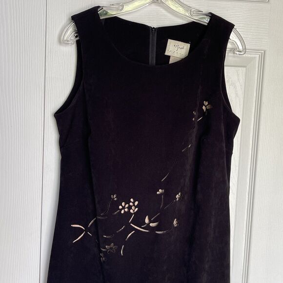 Vintage 90's Vision Apparel Black Dress Womens Size 8 Faux Suede Sleeveless - Picture 6 of 16
